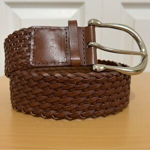 Michael Kors Women’s Brown Woven Wide Belt Silver-Tone Buckle Size Medium